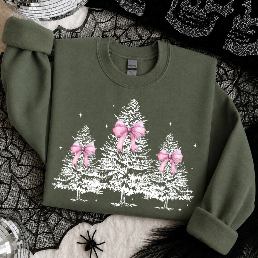 Pink Bow Christmas Tree Sweatshirt