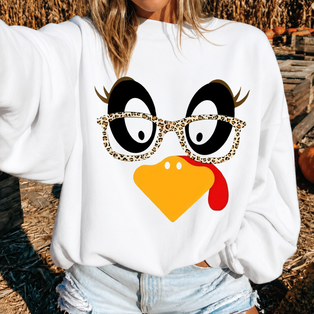 Funny Turkey Face Thanksgiving Sweatshirt