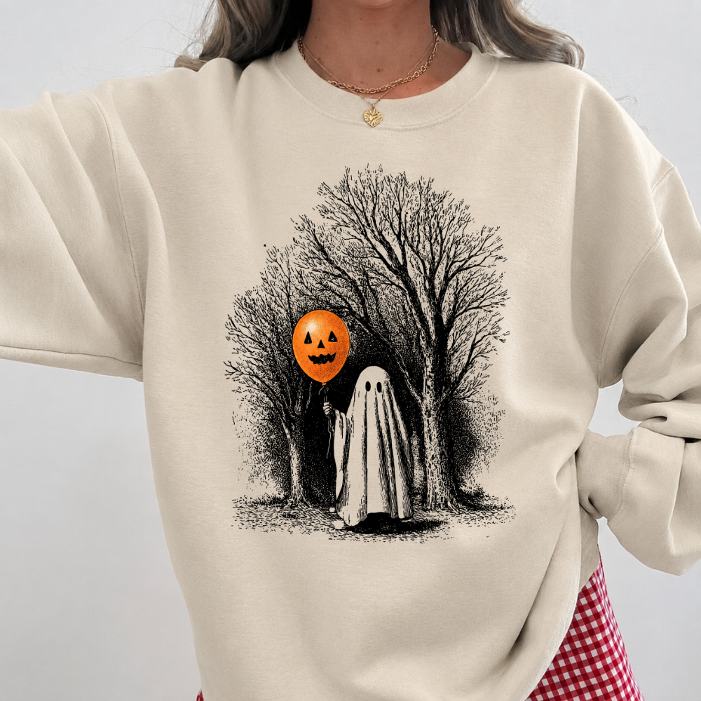 Ghost With Pumpkin Balloon Sweatshirt