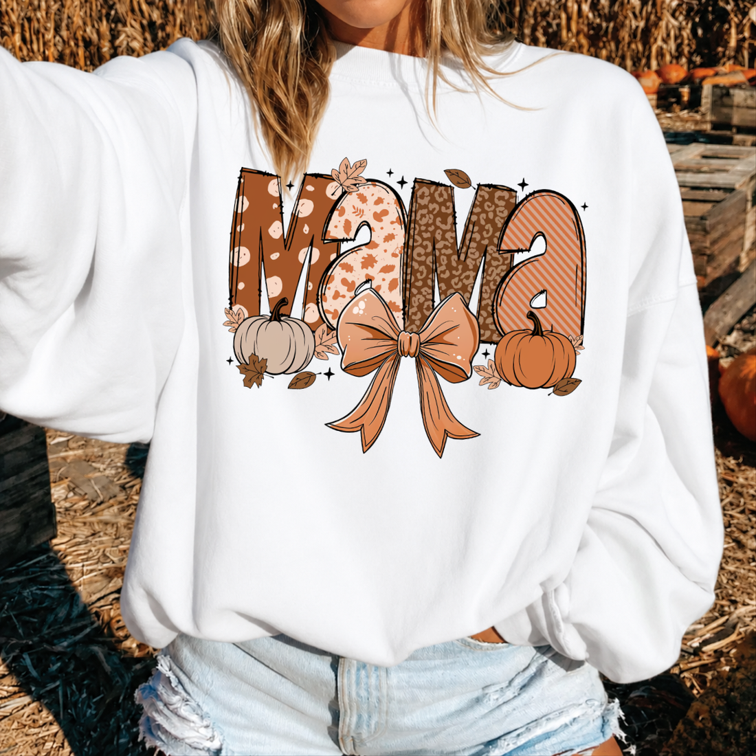 Mama Bow Pumpkin Fall Sweatshirt
