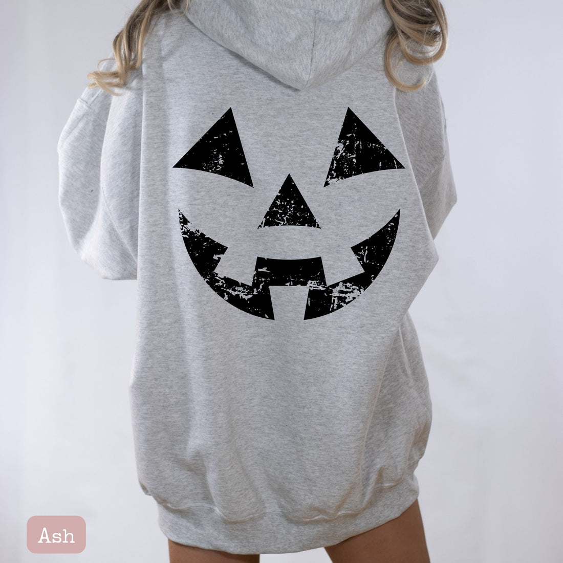 Distressed Pumpkin Face Halloween Hoodie