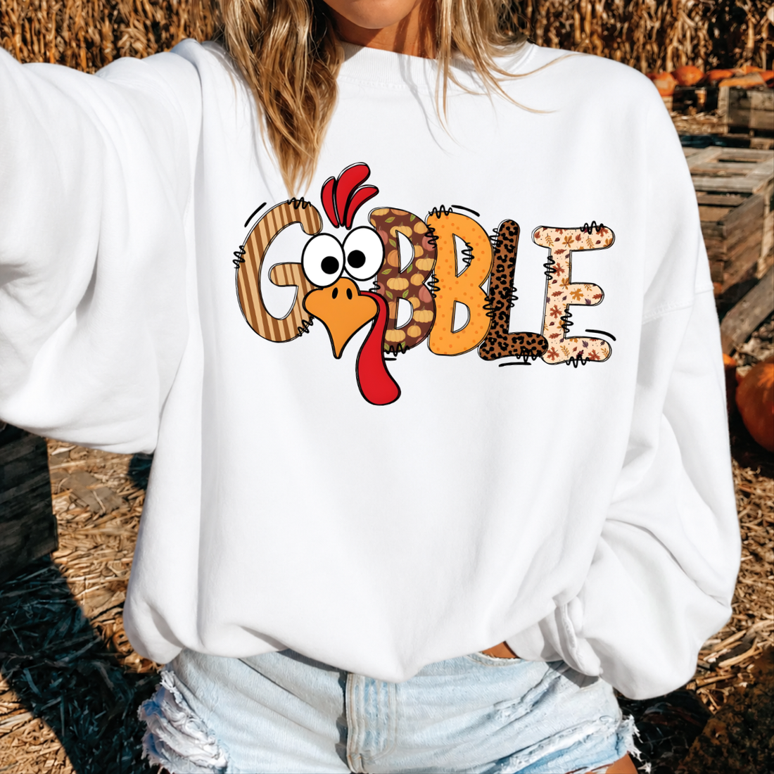Patchwork Turkey Thanksgiving Sweatshirt