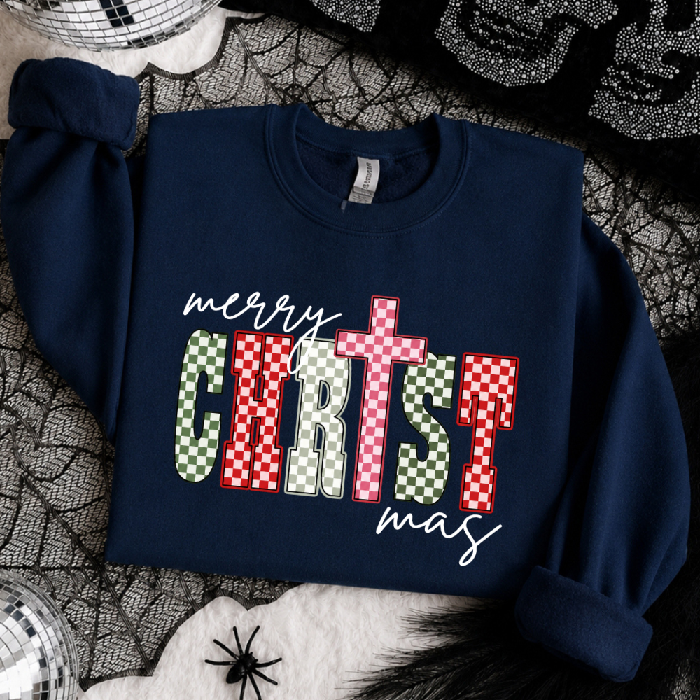 Merry Christ-mas Checkered Sweatshirt