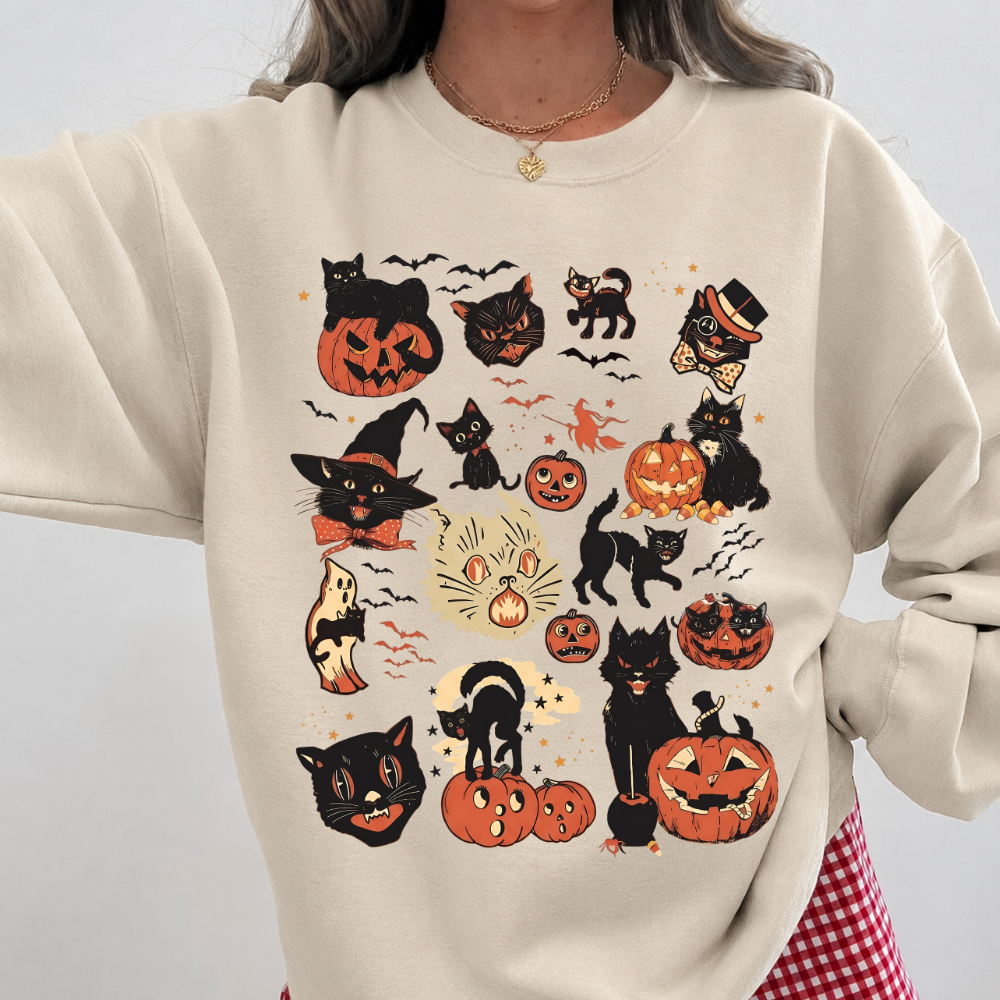 Halloween Cat Collage Sweatshirt