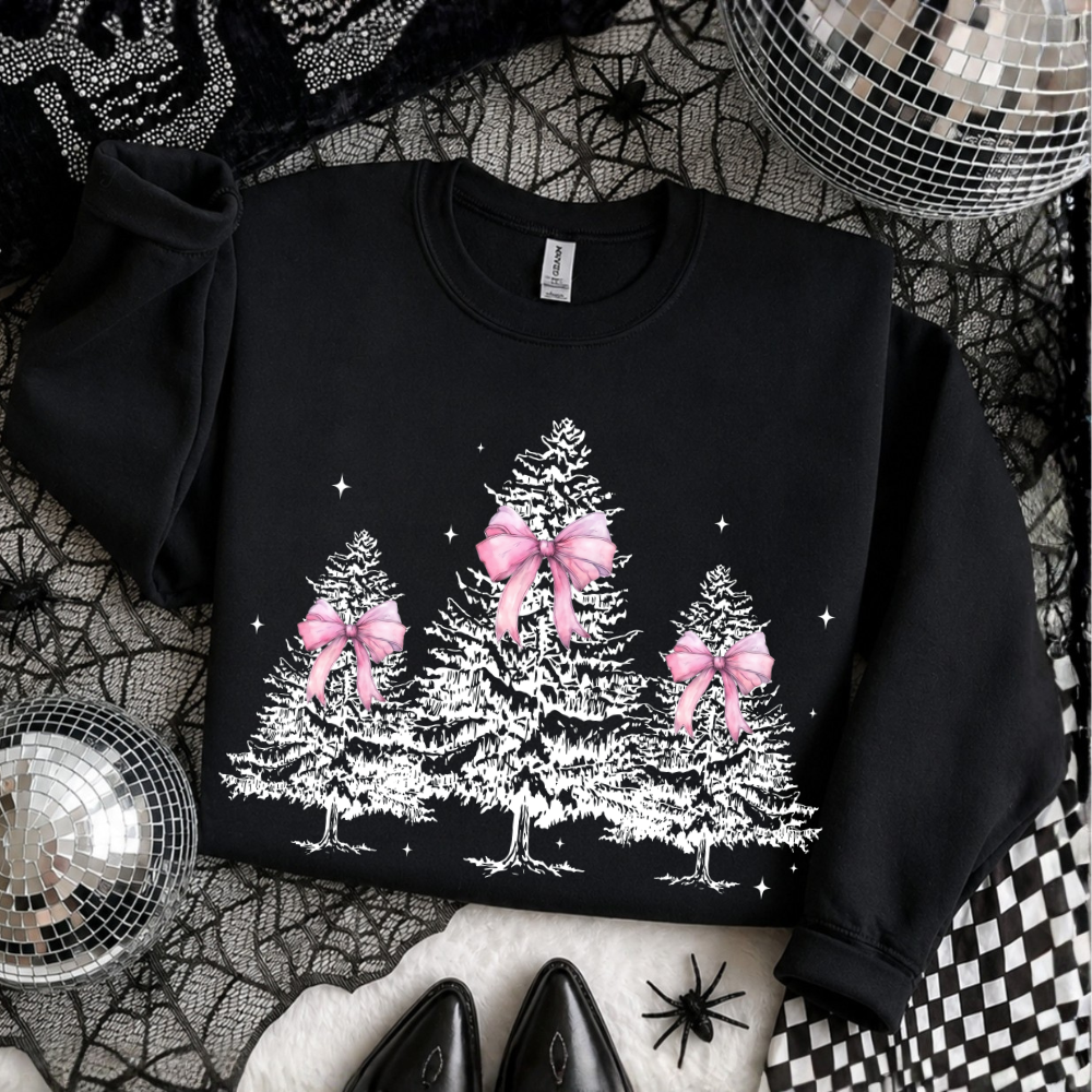 Pink Bow Christmas Tree Sweatshirt
