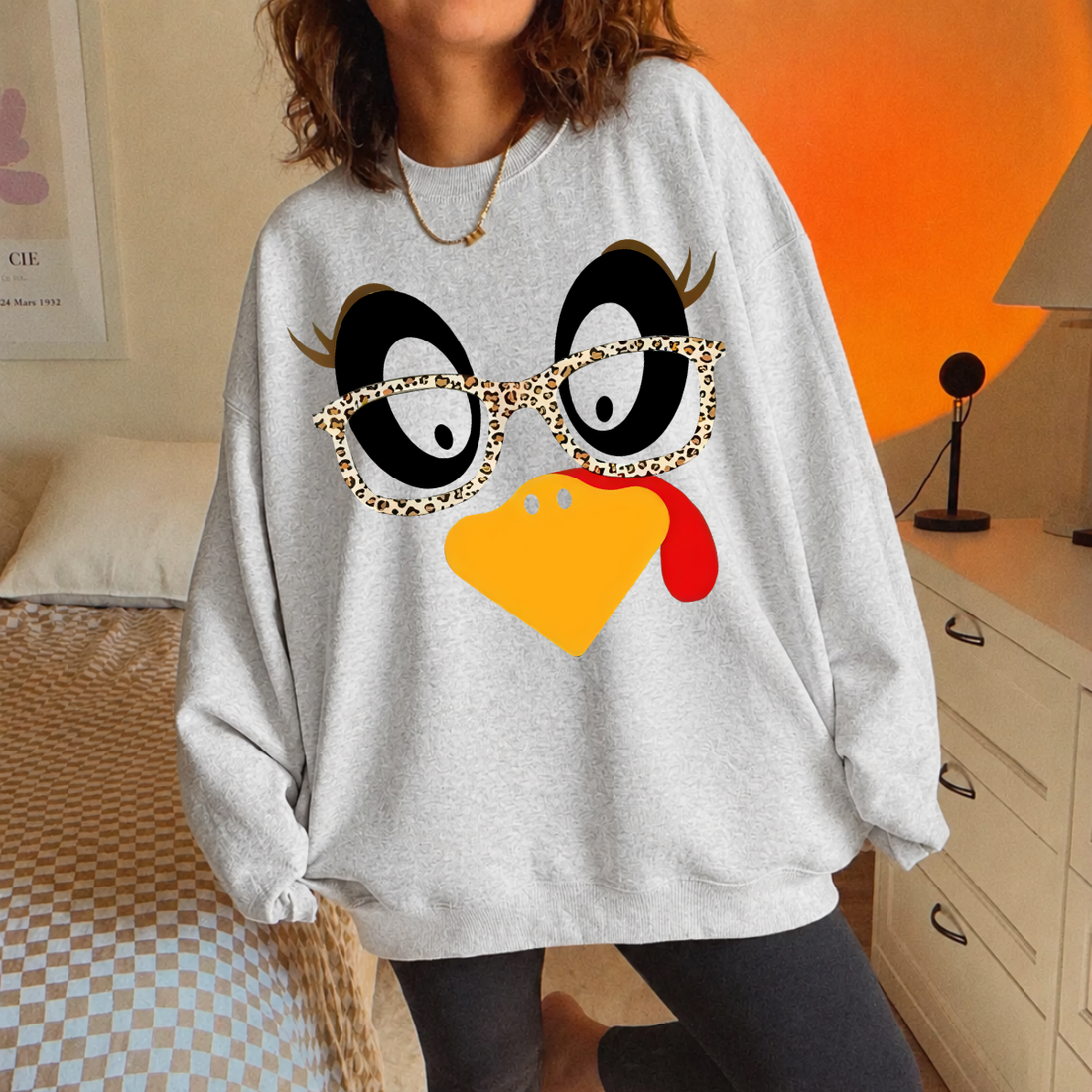 Funny Turkey Face Thanksgiving Sweatshirt