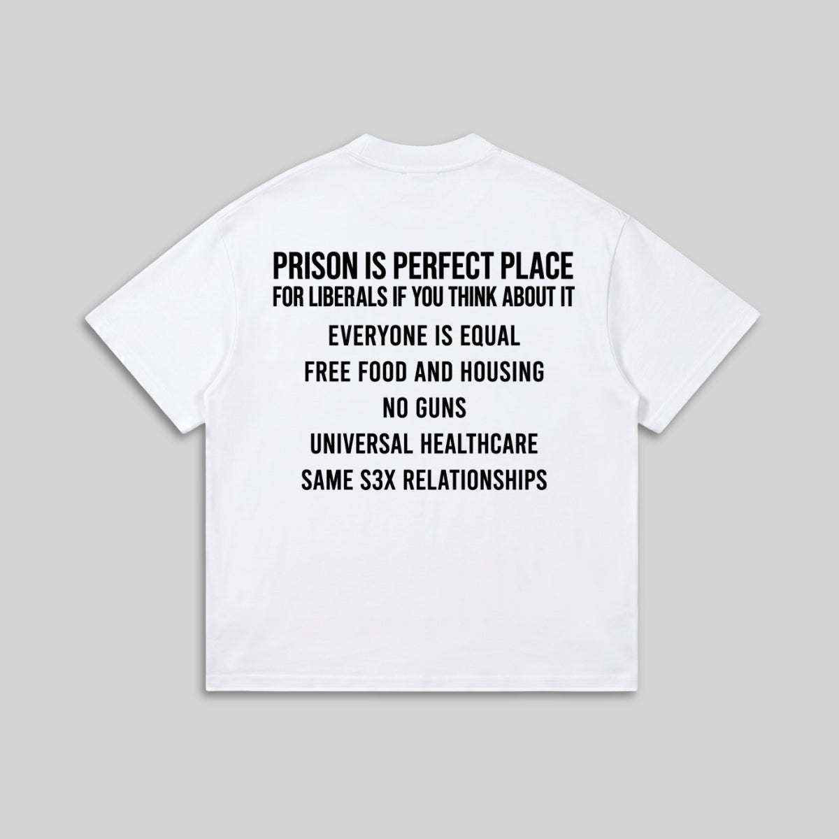 Prison Is A Perfect Place T-Shirt - Political Satire Quote Tee - Humor Statement Shirt