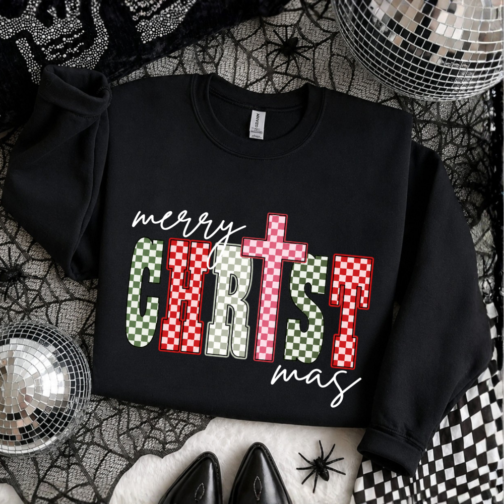 Merry Christ-mas Checkered Sweatshirt