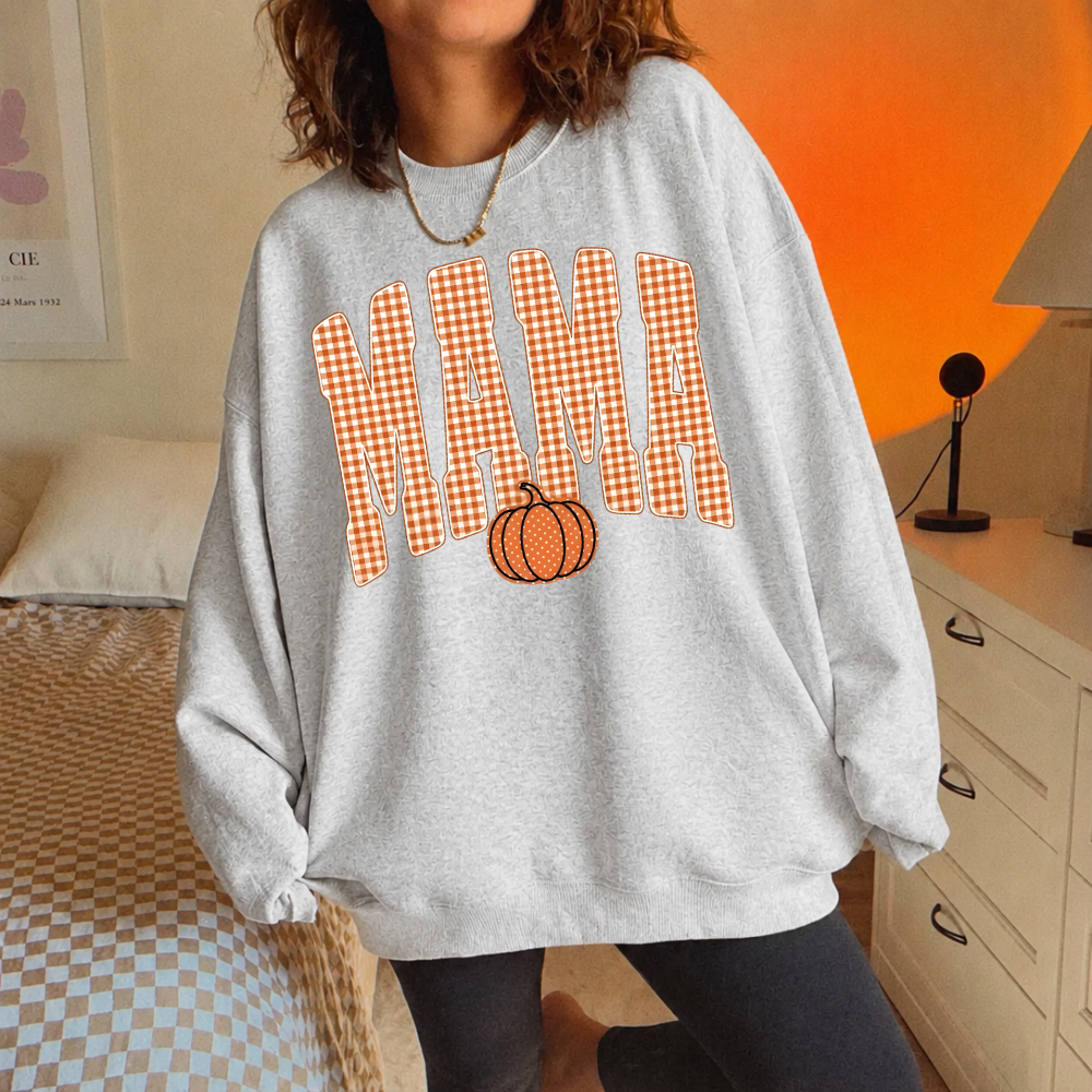 Gingham Mama Pumpkin Sweatshirt
