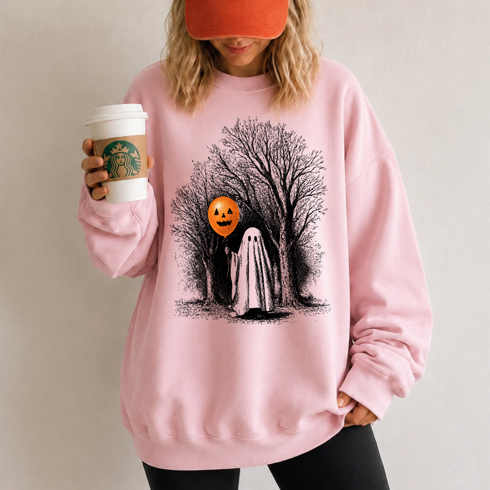 Ghost With Pumpkin Balloon Sweatshirt