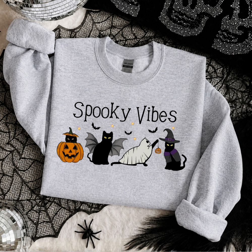 Spooky Vibes Cat Halloween Sweatshirt