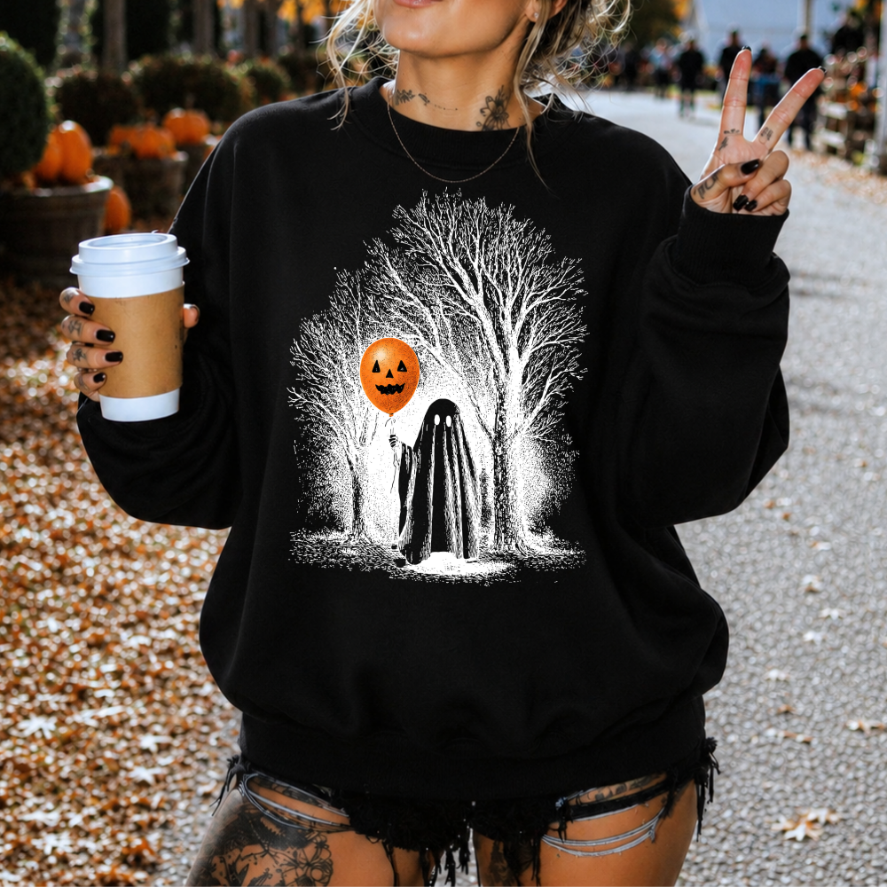 Ghost With Pumpkin Balloon Sweatshirt