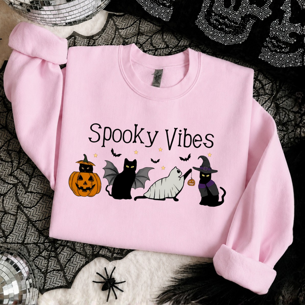 Spooky Vibes Cat Halloween Sweatshirt