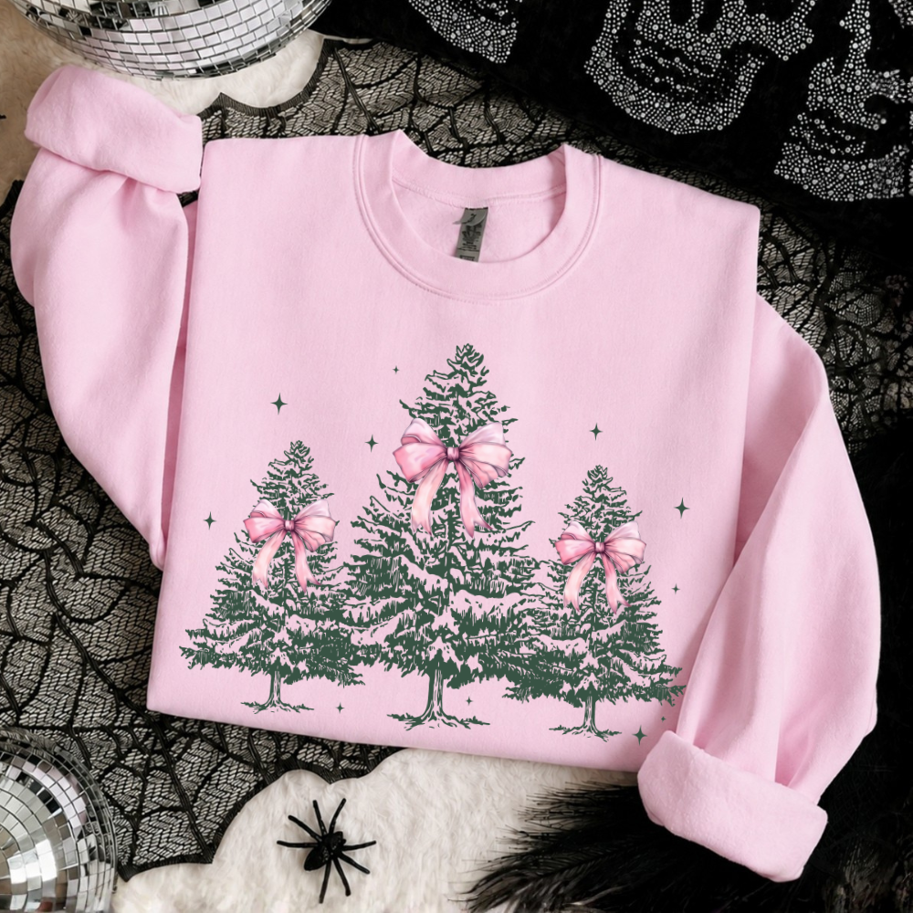 Pink Bow Christmas Tree Sweatshirt