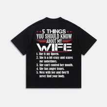 5 Things You Should Know About My Wife T-Shirt - Funny Husband Life Tee - Relationship Humor Shirt