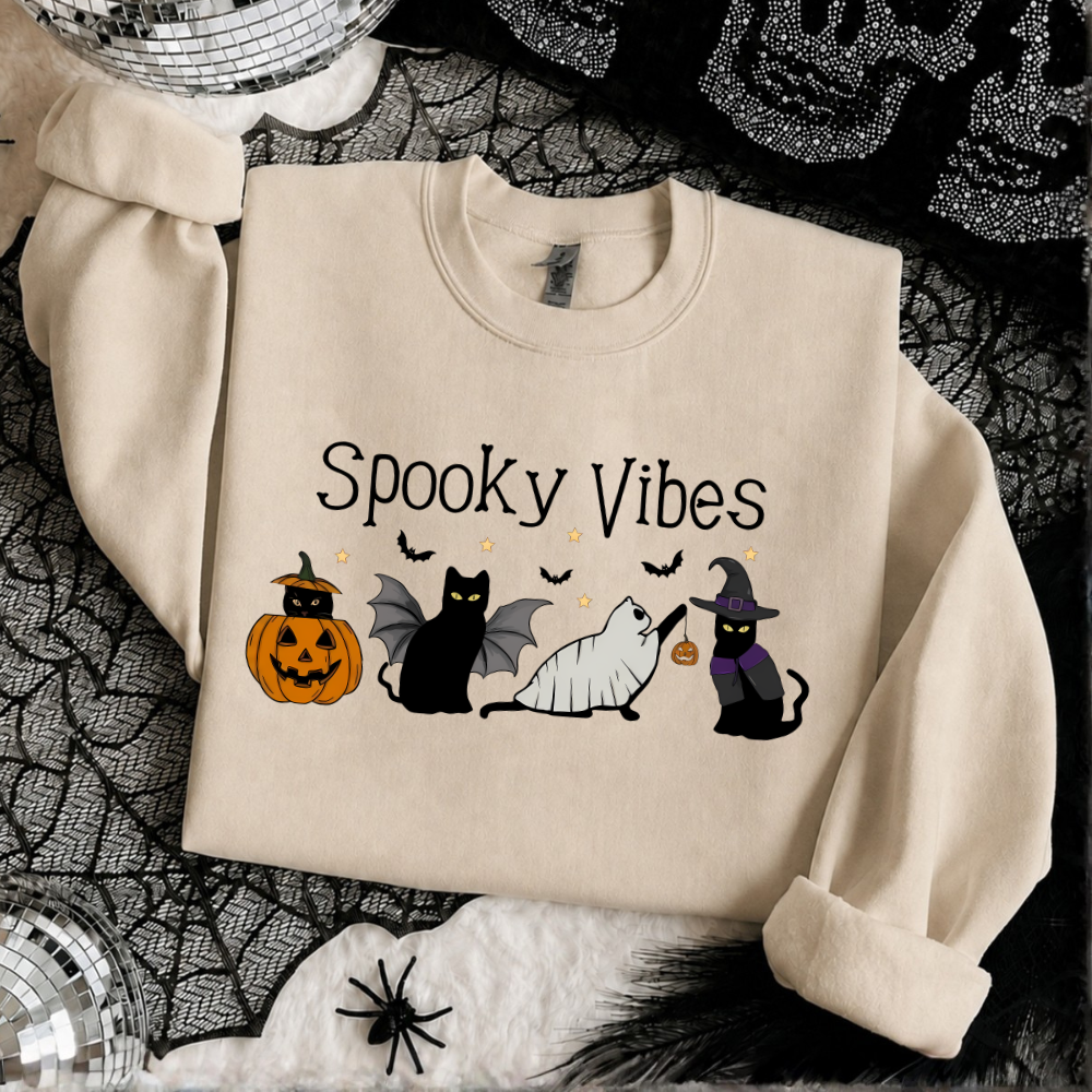 Spooky Vibes Cat Halloween Sweatshirt