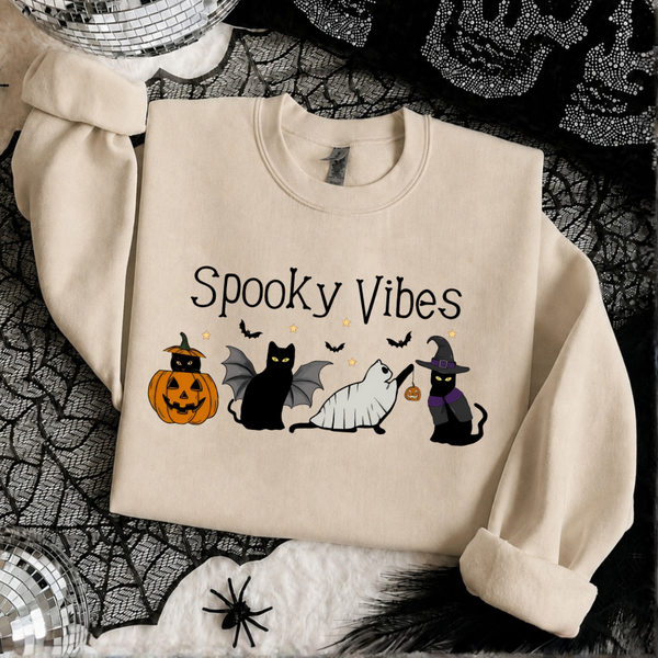 Spooky Vibes Cat Halloween Sweatshirt